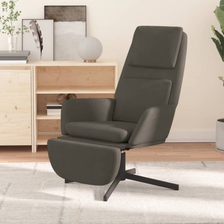 vidaXL Poltrona Relax con Poggiapiedi Grigio Scuro in Velluto