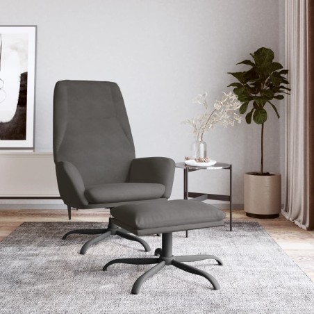 vidaXL Poltrona Relax con Poggiapiedi Grigio Scuro in Velluto