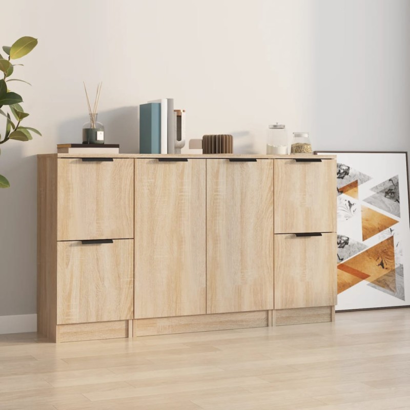 Credenze 3 pz Rovere Sonoma in Legno Multistrato Credenze 3 pz Rovere Sonoma in Legno Multistrato