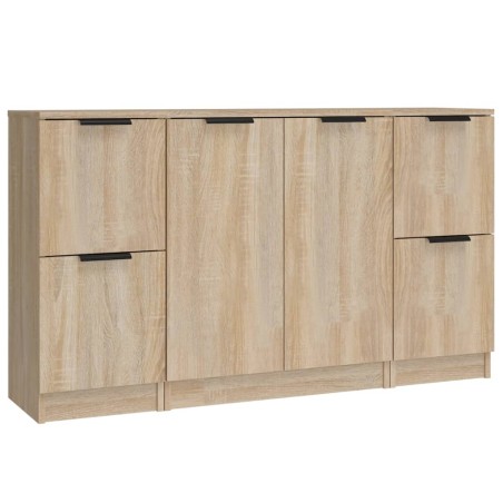 Credenze 3 pz Rovere Sonoma in Legno Multistrato