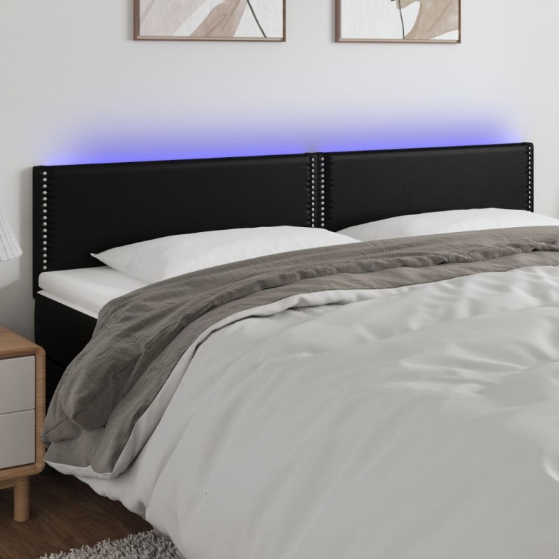 vidaXL Testiera a LED Nera 180x5x78/88 cm in Similpelle vidaXL Testiera a LED Nera 180x5x78/88 cm in Similpelle