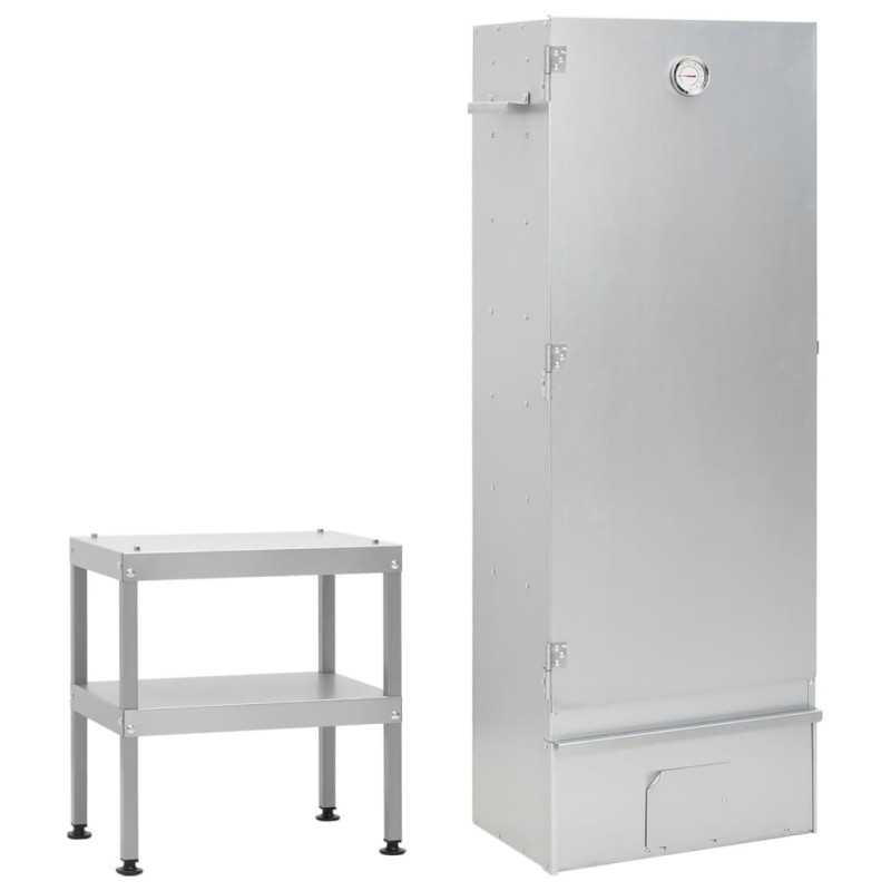 vidaXL Forno Affumicatore BBQ con Tavolino in Acciaio Zincato vidaXL Forno Affumicatore BBQ con Tavolino in Acciaio Zincato