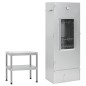 vidaXL Forno Affumicatore BBQ con Tavolino in Acciaio Zincato vidaXL Forno Affumicatore BBQ con Tavolino in Acciaio Zincato