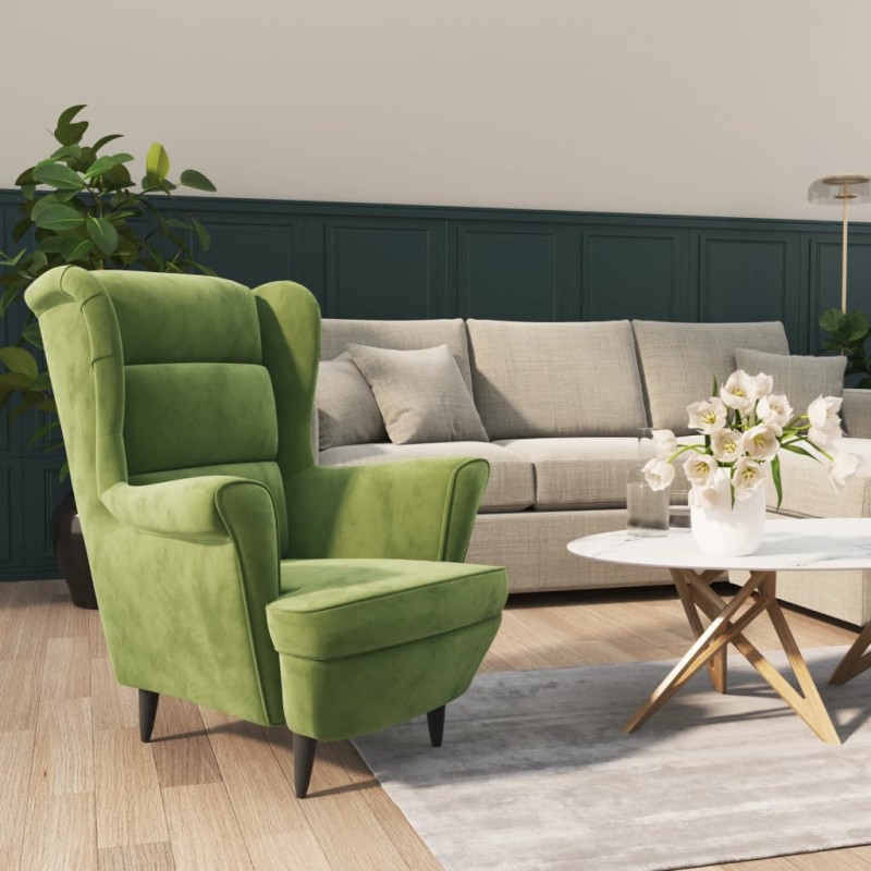 vidaXL Poltrona Verde Chiaro in Velluto vidaXL Poltrona Verde Chiaro in Velluto