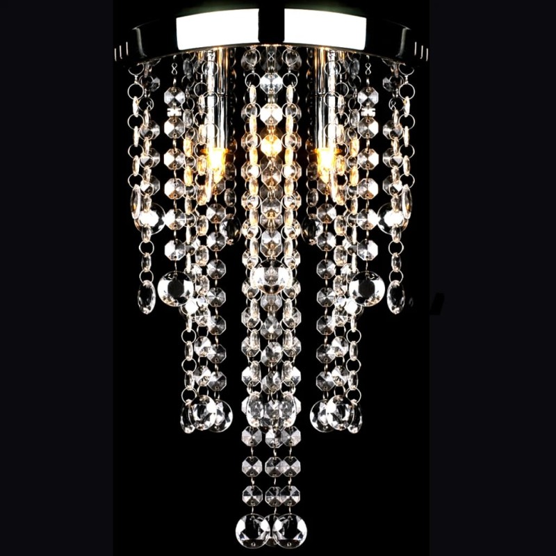 vidaXL Lampadario in Metallo Bianco con Perline in Cristallo vidaXL Lampadario in Metallo Bianco con Perline in Cristallo