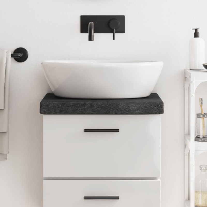 vidaXL Piano Bagno Grigio Scuro 40x30x6 cm Legno Massello Trattato