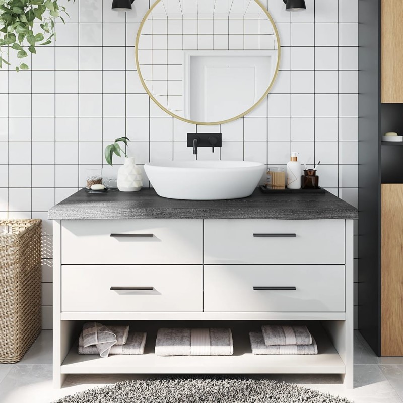 vidaXL Piano Bagno Marrone Scuro 100x50x(2-6)cm Legno Trattato