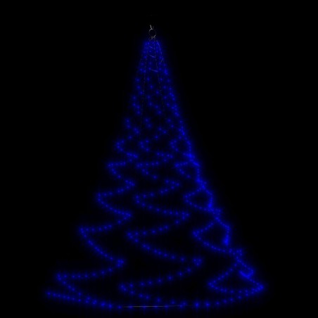 vidaXL Albero Parete Gancio Metallico 260 LED Blu 3 m Interno Esterno