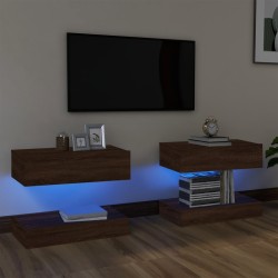 Mobili Porta TV con Luci LED 2 pz Rovere Marrone 60x35 cm