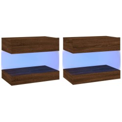 Mobili Porta TV con Luci LED 2 pz Rovere Marrone 60x35 cm