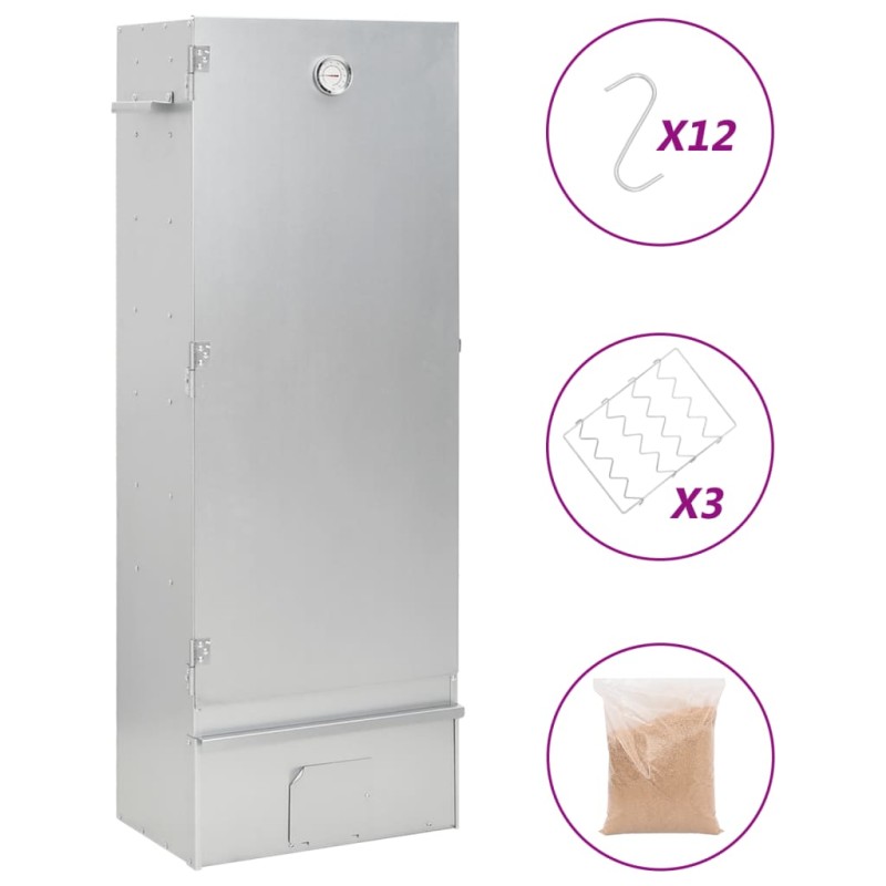 vidaXL Forno Affumicatore Trucioli Legno 44,5x29x110cm in Acciaio Inox vidaXL Forno Affumicatore Trucioli Legno 44,5x29x110cm in Acciaio Inox