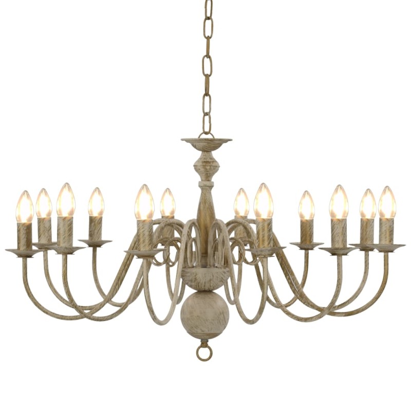 vidaXL Candelabro Stile Anticato Bianco 12 Lampadine E14 vidaXL Candelabro Stile Anticato Bianco 12 Lampadine E14