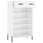 vidaXL Scarpiera Bianco Lucido 60x35x105 cm in Legno Multistrato
