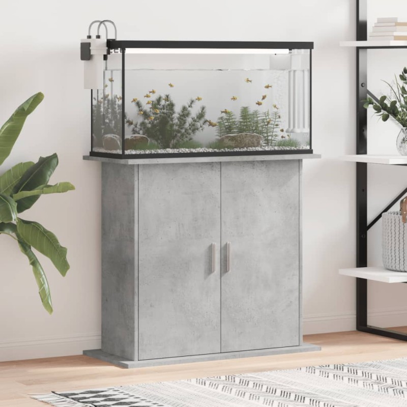 vidaXL Supporto Acquario 81x36x73 cm Legno Multistrato Grigio Cemento