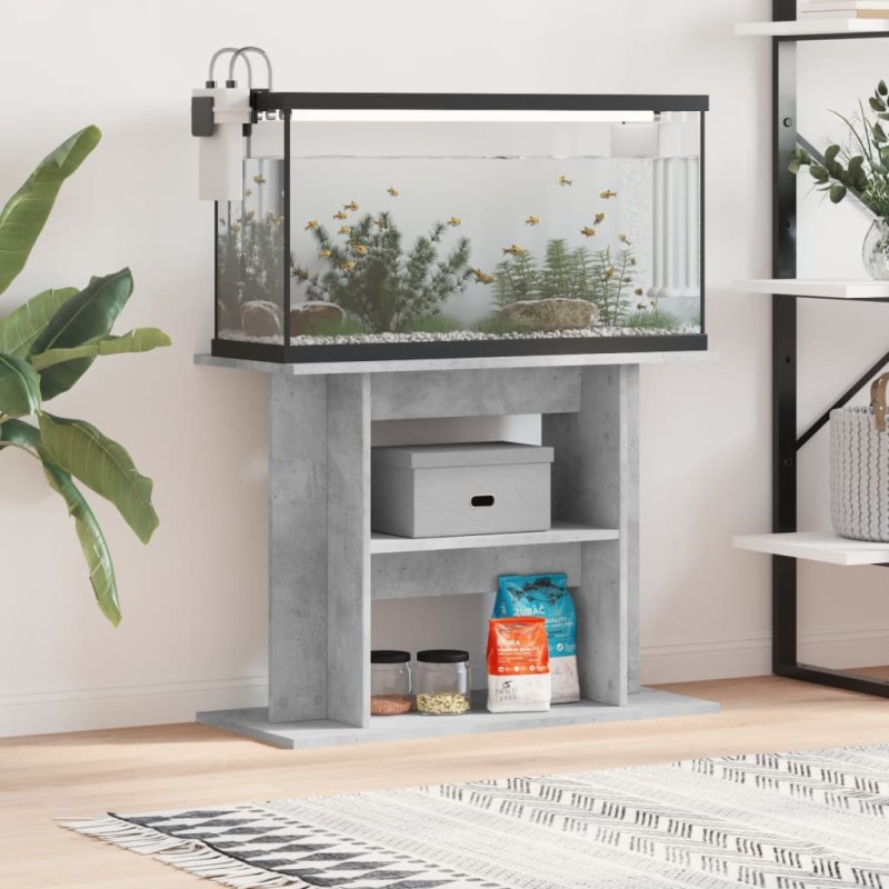 vidaXL Supporto Acquario 80x35x60 cm Legno Multistrato Grigio Cemento vidaXL Supporto Acquario 80x35x60 cm Legno Multistrato Grigio Cemento