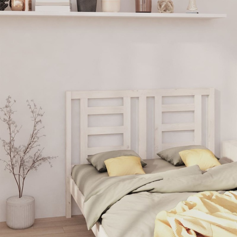 Testiera per Letto Bianca 126x4x100cm in Legno Massello di Pino Testiera per Letto Bianca 126x4x100cm in Legno Massello di Pino