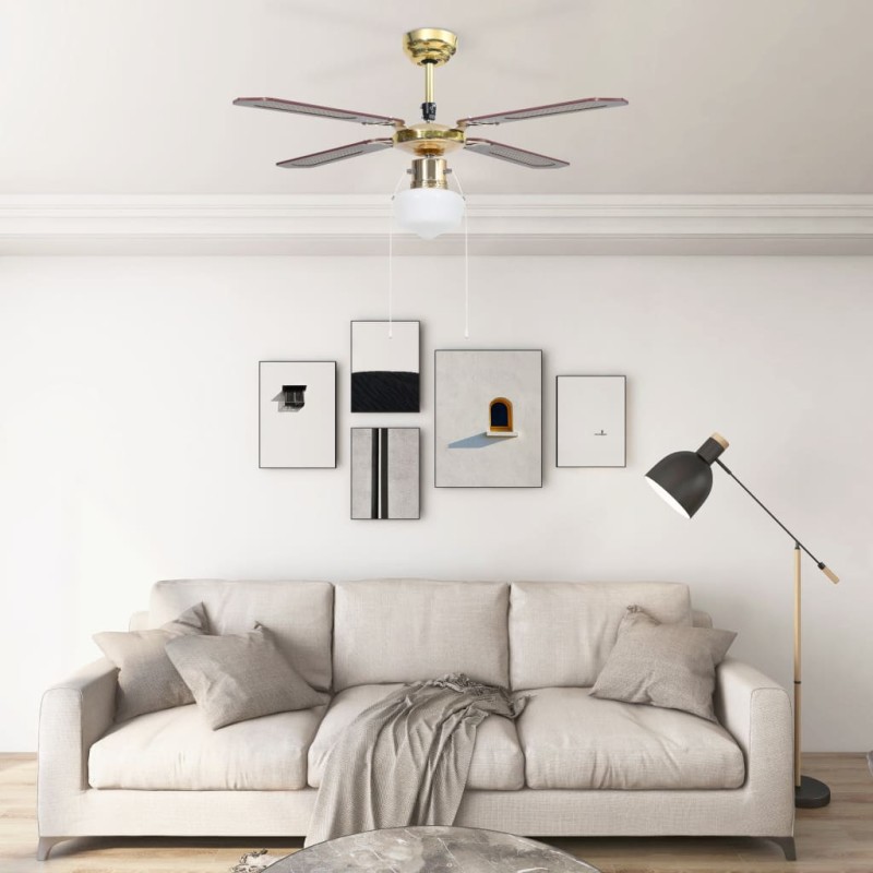 vidaXL Ventilatore da Soffitto con Luce 106 cm Marrone vidaXL Ventilatore da Soffitto con Luce 106 cm Marrone