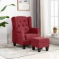 vidaXL Poltrona con Poggiapiedi Rosso Vino in Tessuto vidaXL Poltrona con Poggiapiedi Rosso Vino in Tessuto