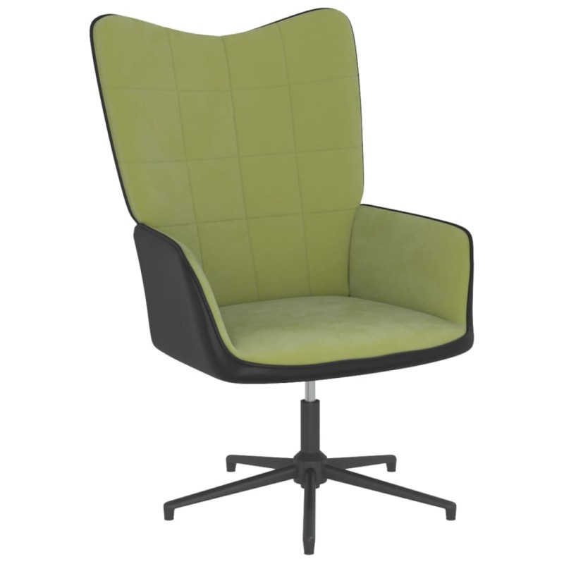 vidaXL Poltrona Relax Verde Chiaro in Velluto e PVC vidaXL Poltrona Relax Verde Chiaro in Velluto e PVC