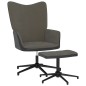 vidaXL Poltrona Relax con Poggiapiedi Grigio Scuro in Velluto e PVC vidaXL Poltrona Relax con Poggiapiedi Grigio Scuro in Velluto e PVC
