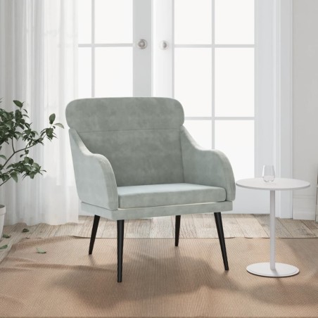 vidaXL Poltrona Grigio Chiaro 63x76x80 cm Velluto