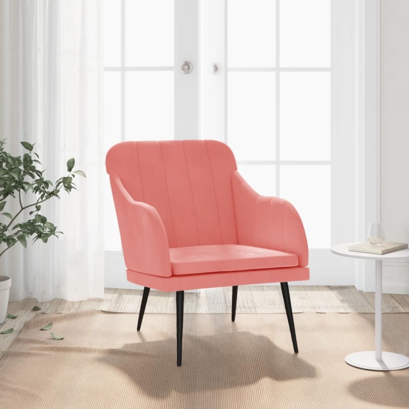 vidaXL Poltrona Rosa 63x76x80 cm Velluto vidaXL Poltrona Rosa 63x76x80 cm Velluto