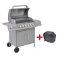 vidaXL Griglia Barbecue a Gas 6+1 Fornelli Argento vidaXL Griglia Barbecue a Gas 6+1 Fornelli Argento