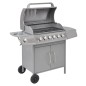 vidaXL Griglia Barbecue a Gas 6+1 Fornelli Argento vidaXL Griglia Barbecue a Gas 6+1 Fornelli Argento