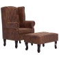 vidaXL Poltrona Chesterfield e Pouf Marrone Similpelle Scamosciata vidaXL Poltrona Chesterfield e Pouf Marrone Similpelle Scamosciata