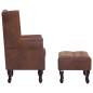 vidaXL Poltrona Chesterfield e Pouf Marrone Similpelle Scamosciata vidaXL Poltrona Chesterfield e Pouf Marrone Similpelle Scamosciata