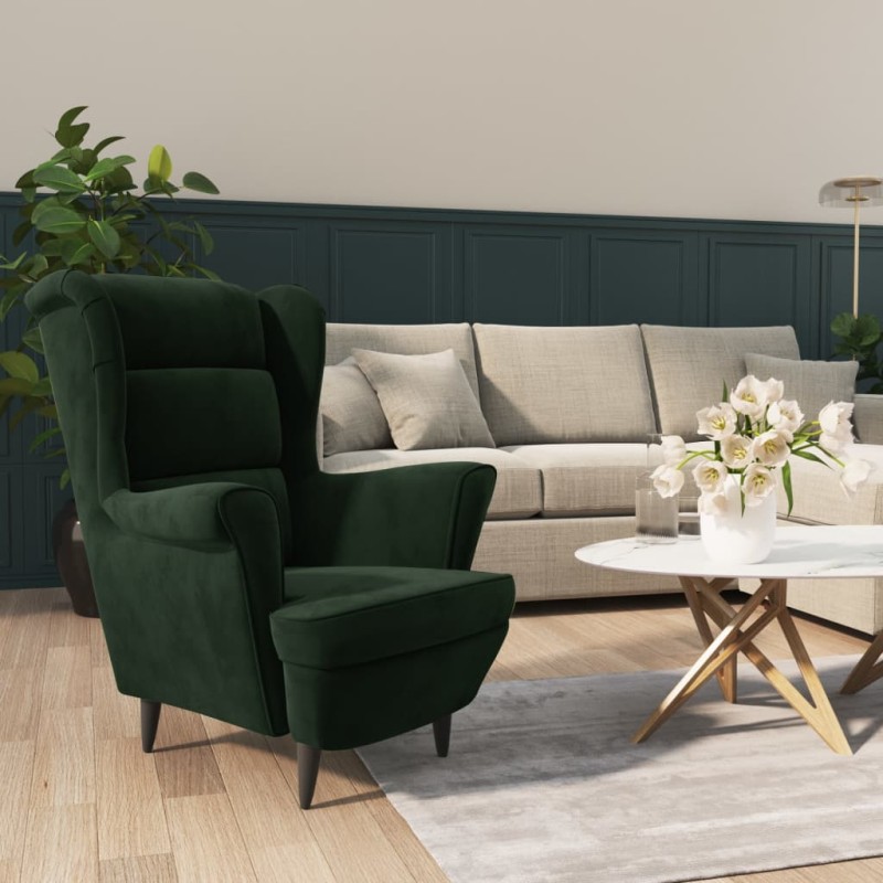 vidaXL Poltrona Verde Scuro Velluto vidaXL Poltrona Verde Scuro Velluto