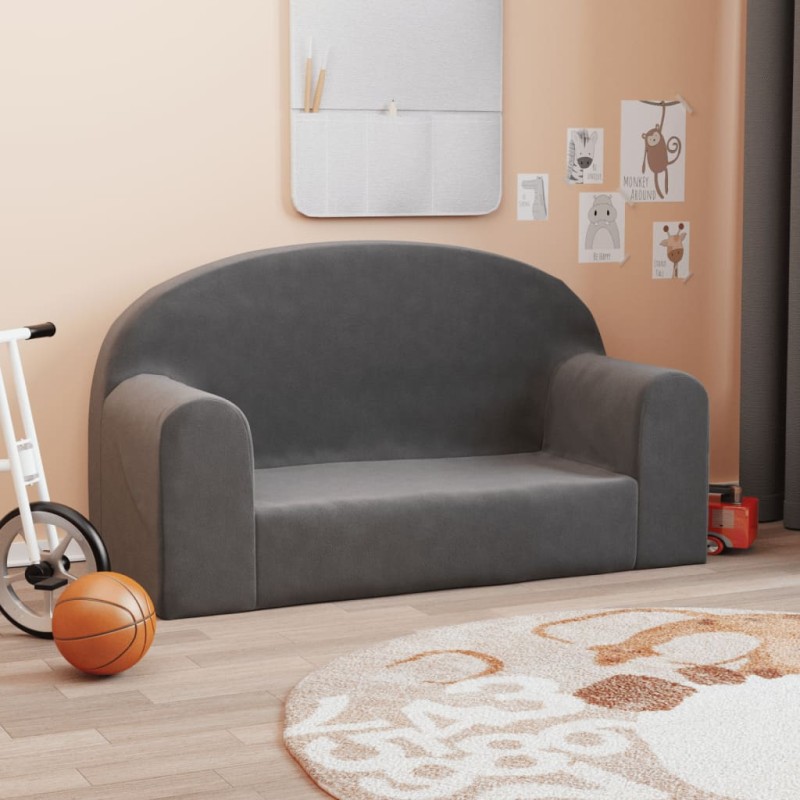 vidaXL Divano per Bambini a 2 Posti Antracite in Morbido Peluche vidaXL Divano per Bambini a 2 Posti Antracite in Morbido Peluche