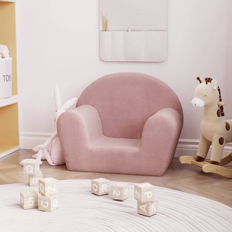 vidaXL Divano per Bambini Rosa in Morbido Peluche vidaXL Divano per Bambini Rosa in Morbido Peluche