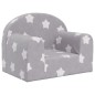vidaXL Divano per Bambini Grigio Chiaro con Stelle in Morbido Peluche vidaXL Divano per Bambini Grigio Chiaro con Stelle in Morbido Peluche