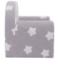vidaXL Divano per Bambini Grigio Chiaro con Stelle in Morbido Peluche vidaXL Divano per Bambini Grigio Chiaro con Stelle in Morbido Peluche