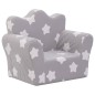 vidaXL Divano per Bambini Grigio Chiaro con Stelle in Morbido Peluche vidaXL Divano per Bambini Grigio Chiaro con Stelle in Morbido Peluche