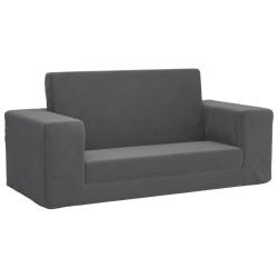 vidaXL Divano Letto per Bambini a 2 Posti Antracite in Morbido Peluche