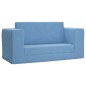 vidaXL Divano Letto per Bambini a 2 Posti Blu in Morbido Peluche vidaXL Divano Letto per Bambini a 2 Posti Blu in Morbido Peluche