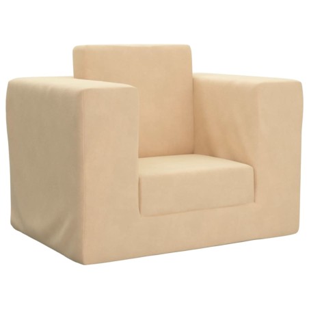 vidaXL Divano Letto per Bambini Crema in Morbido Peluche