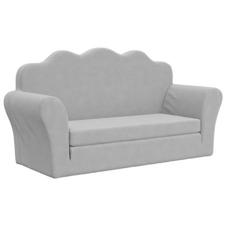 vidaXL Divano Letto per Bambini a 2 Posti Grigio Chiaro in Peluche