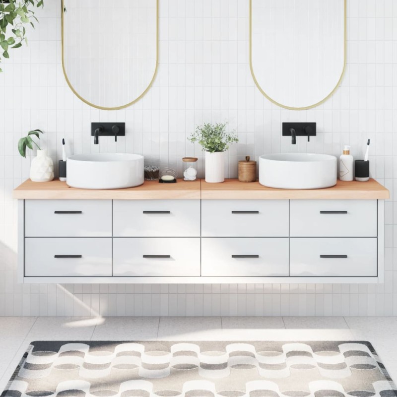 vidaXL Piano Bagno 200x30x(2-6) cm in Legno Massello Non Trattato