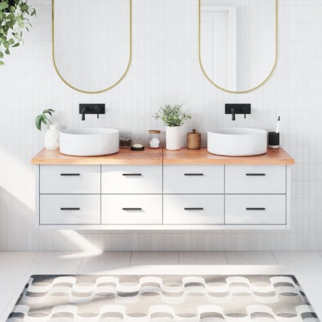 vidaXL Piano Bagno Marrone Chiaro 180x50x4 cm Legno Massello Trattato
