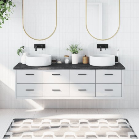 vidaXL Piano Bagno Marrone Scuro 180x50x(2-4)cm Legno Trattato