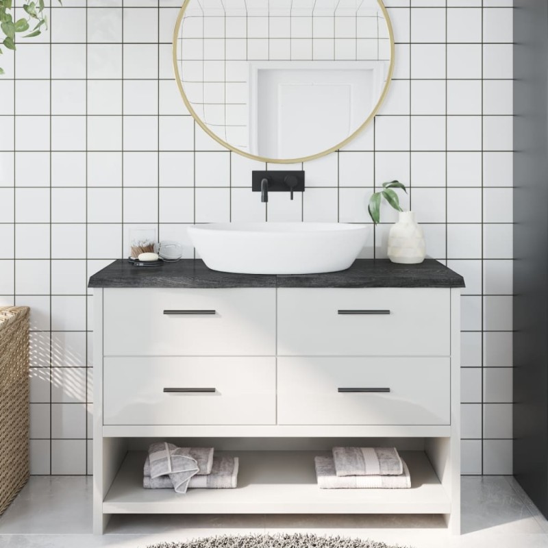 vidaXL Piano Bagno Grigio Scuro 120x50x4 cm Legno Massello Trattato