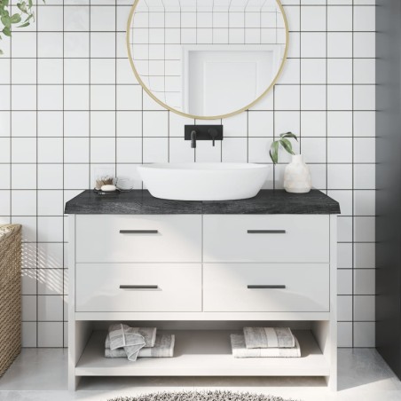 vidaXL Piano Bagno Grigio Scuro 120x60x6 cm Legno Massello Trattato
