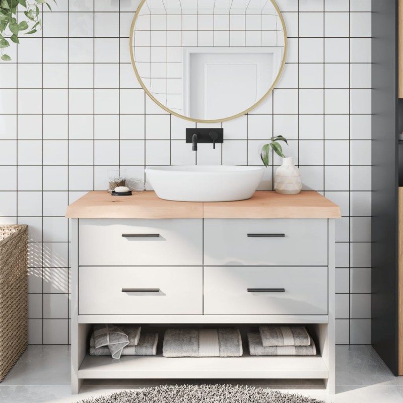 vidaXL Piano Bagno 120x60x(2-6) cm in Legno Massello Non Trattato