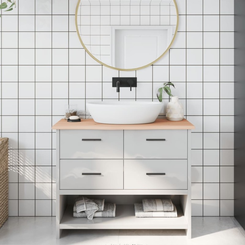 vidaXL Piano Bagno 100x30x2 cm in Legno Massello Non Trattato