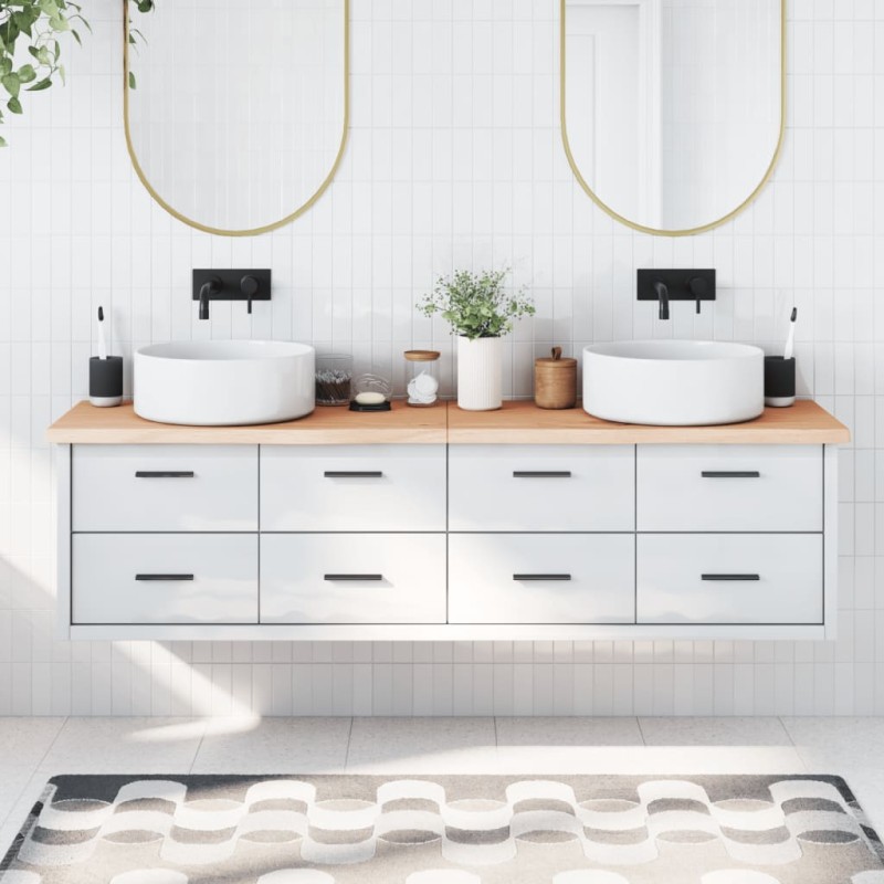 vidaXL Piano Bagno 180x50x4 cm in Legno Massello Non Trattato