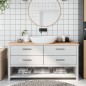 vidaXL Piano Bagno 160x30x(2-4) cm in Legno Massello Non Trattato