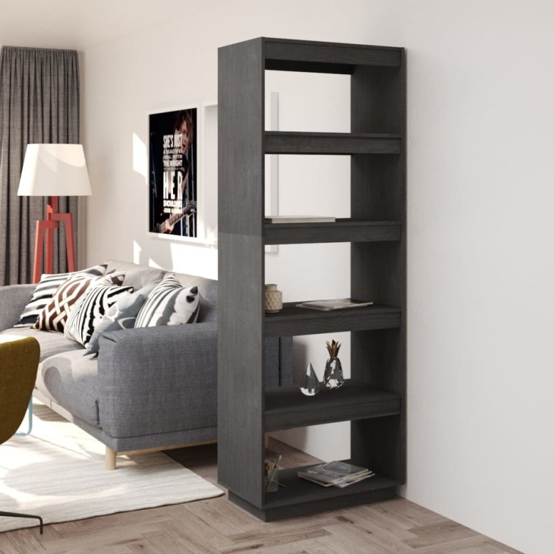 vidaXL Libreria/Divisorio Grigio 60x35x167cm in Legno Massello di Pino vidaXL Libreria/Divisorio Grigio 60x35x167cm in Legno Massello di Pino